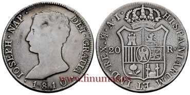 Cy13864.- JOSE NAPOLEON 20 Reales 1810 Madrid A.I.- BC