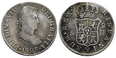 Cy14761-1.-FERNANDO VII - 2 Reales 1825 Sevilla J.B.- BC