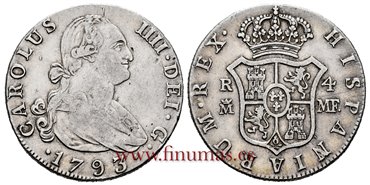Cy12908.-CARLOS IV - 4 Reales 1793 Madrid M.F.-MBC+