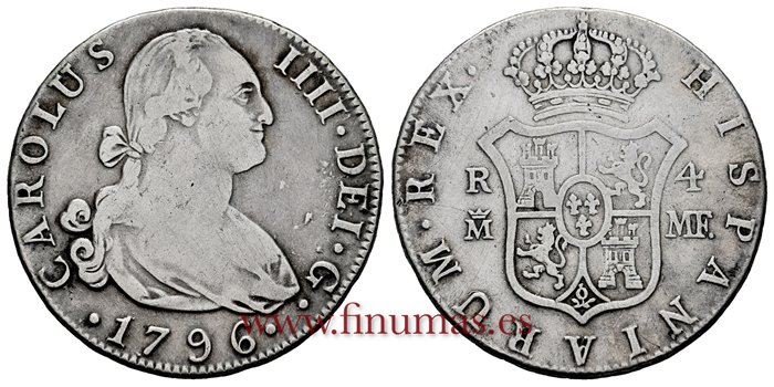 Cy12928.-CARLOS IV - 4 Reales 1796 Madrid M.F.-MBC+