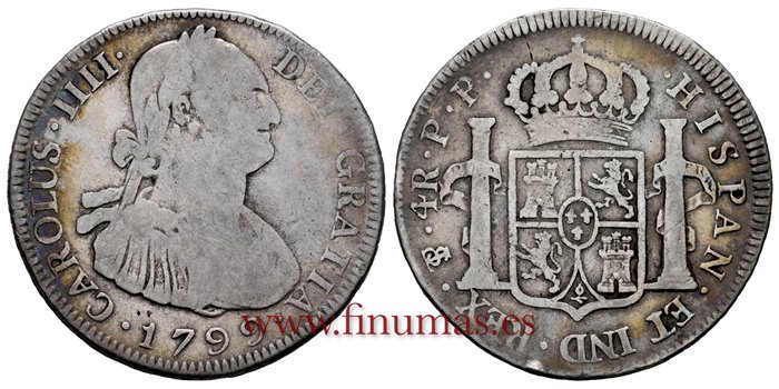 Cy12946.-CARLOS IV - 4 Reales 1799 Potosi P.P.-BC