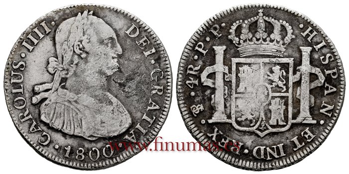 Cy12952-1.-CARLOS IV - 4 Reales 1800 Potosi P.P.-MBC-