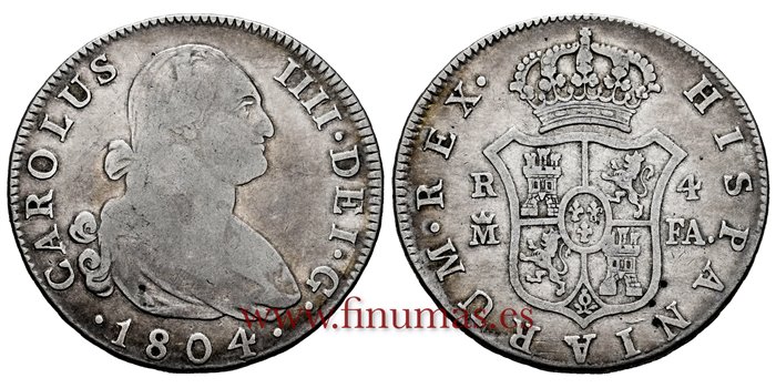 Cy12976.-CARLOS IV - 4 Reales 1804 Madrid F.A.-MBC-
