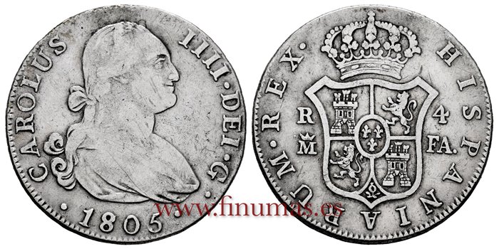 Cy12982.-CARLOS IV - 4 Reales 1805 Madrid F.A.-MBC-