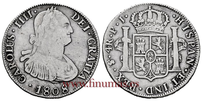 Cy13002.-CARLOS IV - 4 Reales 1808 Potosi P.J.-MBC+