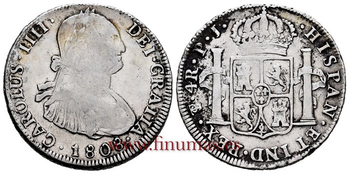 Cy13002-1.-CARLOS IV - 4 Reales 1808 Potosi P.J.-MBC