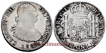 Cy13002-1.-CARLOS IV - 4 Reales 1808 Potosi P.J.-MBC