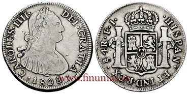 Cy13003.-CARLOS IV - 4 Reales 1808 Sobre 7  Santiago F.J.-MBC