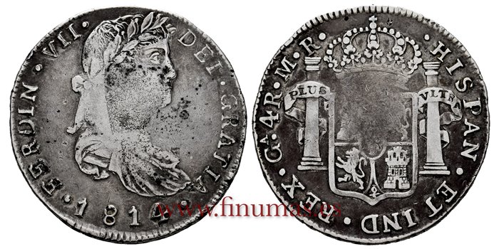 Cy14836.-FERNANDO VII - 4 Reales 1814 Guadalajara M.R. VARIANTE- MBC-