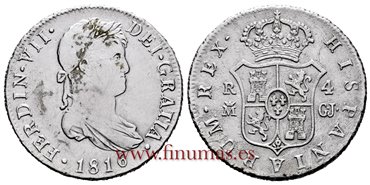 Cy14856.-FERNANDO VII - 4 Reales 1816 Madrid G.J.- MBC