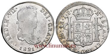 Cy14888-2.-FERNANDO VII - 4 Reales 1821 Lima J.P.- EBC