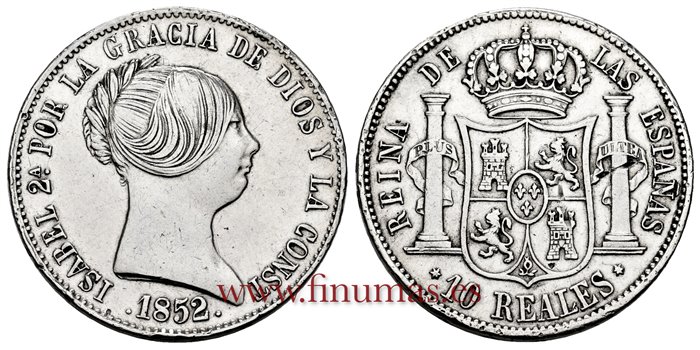 Cy16193.-ISABEL II - 10 Reales 1852 Madrid .-EBC