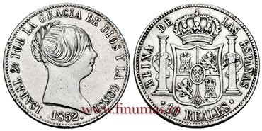 Cy16193.-ISABEL II - 10 Reales 1852 Madrid .-EBC
