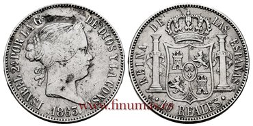Cy16227.-ISABEL II - 10 Reales 1863 Madrid .-MBC+