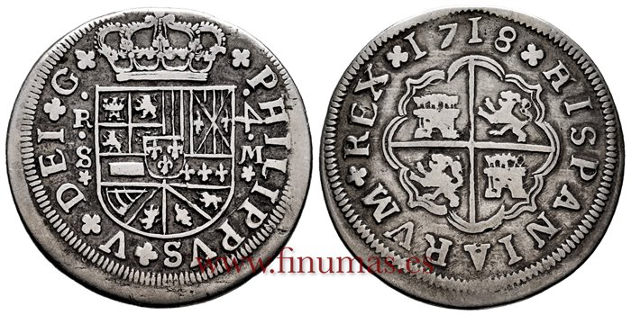 Cy08411.-FELIPE V - 4 Reales 1718 Sevilla M.-MBC