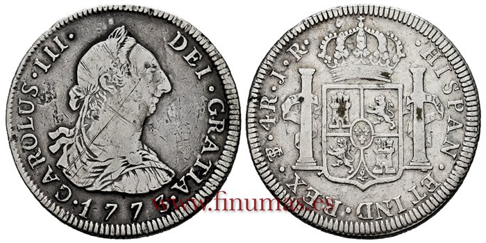 Cy10999.-CARLOS III - 4 Reales 1773 Potosi J.R.-MBC-/BC+-