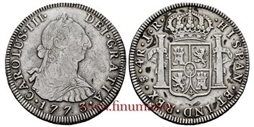 Cy10999-1.-CARLOS III - 4 Reales 1773 Potosi J.R.-MBC