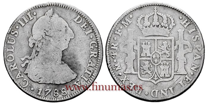 Cy11107.-CARLOS III - 4 Reales 1788 Mexico F.M.-BC
