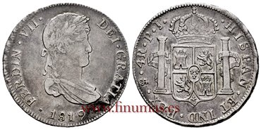 Cy14878.-FERNANDO VII - 4 Reales 1819 Potosi P.J.- MBC