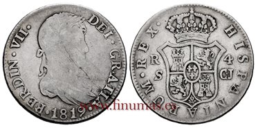 Cy14879.-FERNANDO VII - 4 Reales 1819 Sevilla C.J.- BC