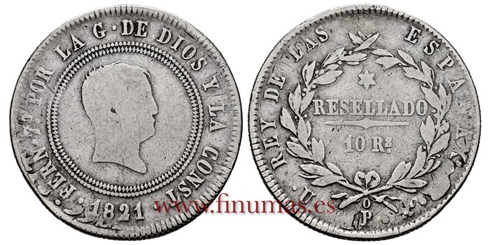 Cy14886.-FERNANDO VII - 10 Reales 1821 Bilbao U.G.- BC