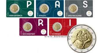 2 COMMEMORATIVE EUROS FRANCE 2024 "JJ.OO PARIS 2024"