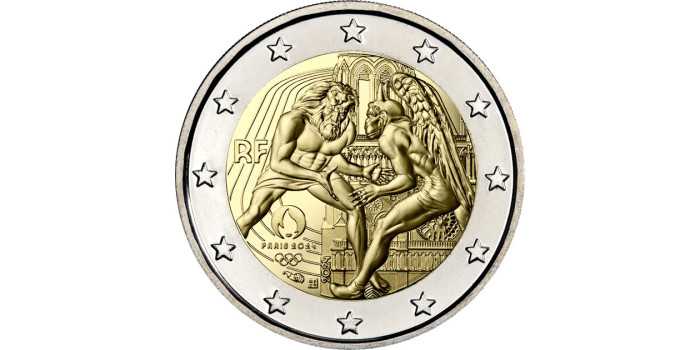 2 COMMEMORATIVE EUROS FRANCE 2024 "JJ.OO PARIS 2024"
