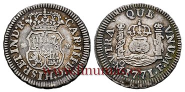 Cy10355.2.- CARLOS III - 1/2 Real Columnario 1771 Mexico F.-MBC