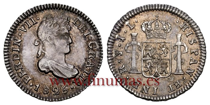 Cy14336.2.- FERNANDO VII - 1/2 Real 1825 Potosi J.L.- SC-.