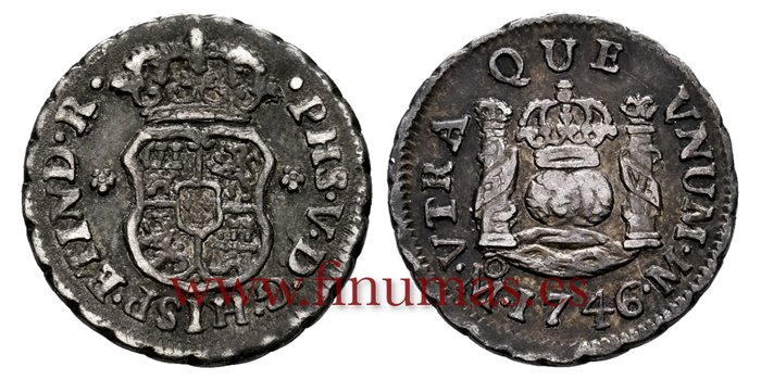 Cy07775.- FELIPE V - 1/2 Real 1746 Mexico M. Columnario -EBC-