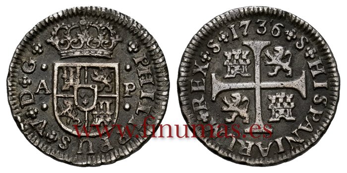 Cy07722.-FELIPE V - 1/2 Real 1736 Sevilla A.P. - MBC+/EBC-