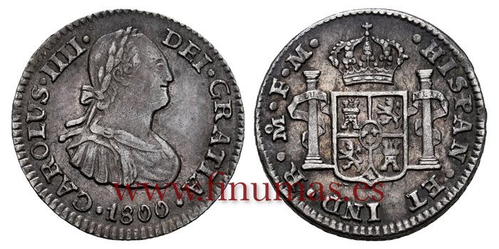 Cy12488.2.- CARLOS IV - 1/2 Real 1800 Mexico F.M.-EBC