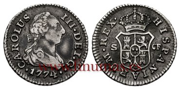 Cy10382.2.- CARLOS III - 1/2 Real 1774 Sevilla C.F.- MBC+