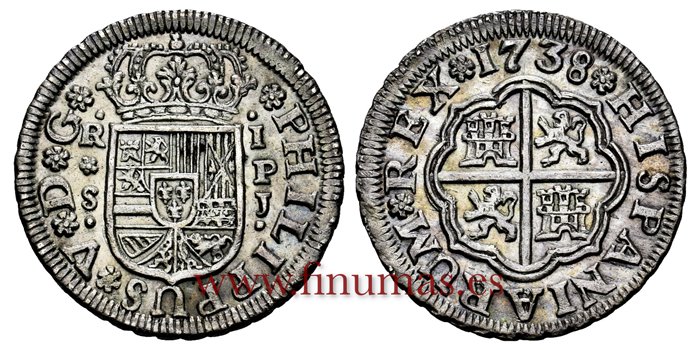 Cy07982-3.- FELIPE V - 1 Real 1738 Sevilla P.J.-SC-