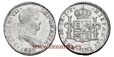 Cy14492.- FERNANDO VII - 2 Real 1821 Lima J.P.- EBC.