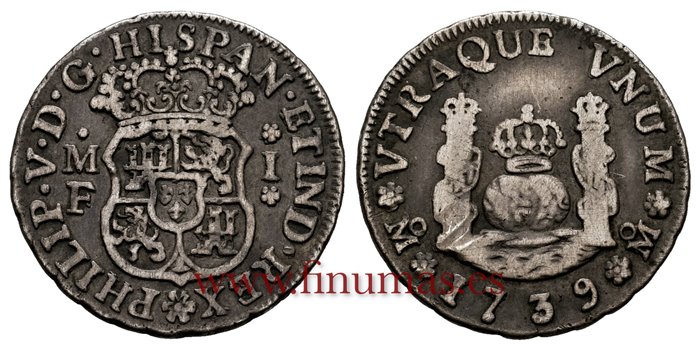 Cy07988.-FELIPE V - 1 Real 1739 Mexico M.F.-MBC