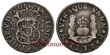 Cy07988.-FELIPE V - 1 Real 1739 Mexico M.F.-MBC