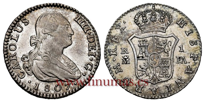Cy12688.2.-CARLOS IV - 1 Real 1807 Madrid F.A.- S.C. - B.O.