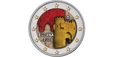 2 COMMEMORATIVE EUROS SPAIN 2021 "TOLEDO" - COLOUR