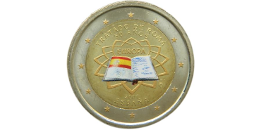 2 COMMEMORATIVE EUROS SPAIN 2007 "T.R" COLOUR