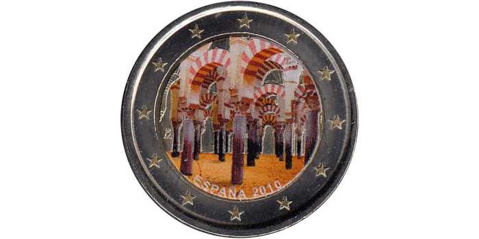 2 COMMEMORATIVE EUROS SPAIN 2010 "CORDOBA" COLOUR