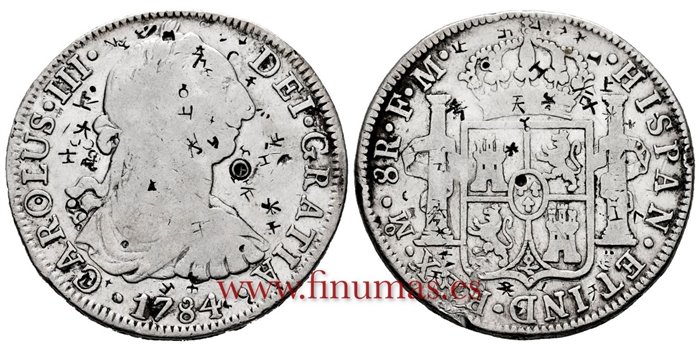 Cy11313.-CARLOS III - 8 Reales 1784 Mexico F.M.- BC+