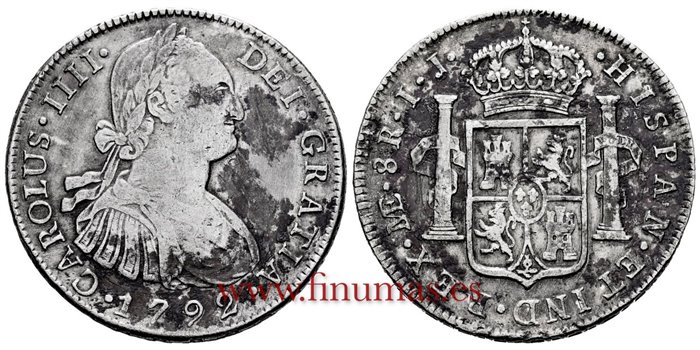 Cy13037.-CARLOS IIII - 8 Reales 1792 Lima I.J.-MBC