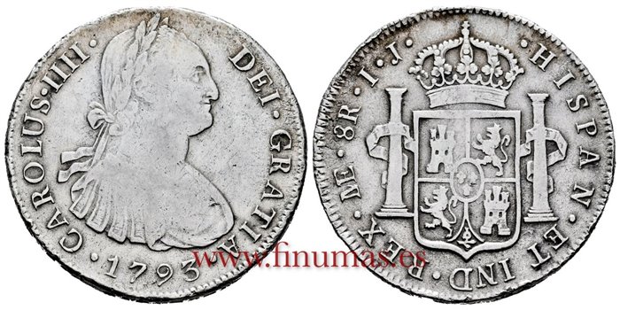 Cy13043.-CARLOS IIII - 8 Reales 1793 Lima I.J.-MBC