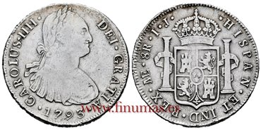 Cy13043.-CARLOS IIII - 8 Reales 1793 Lima I.J.-MBC
