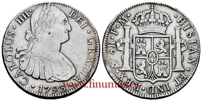 Cy13044.-CARLOS IIII - 8 Reales 1793 Mexico F.M.-MBC