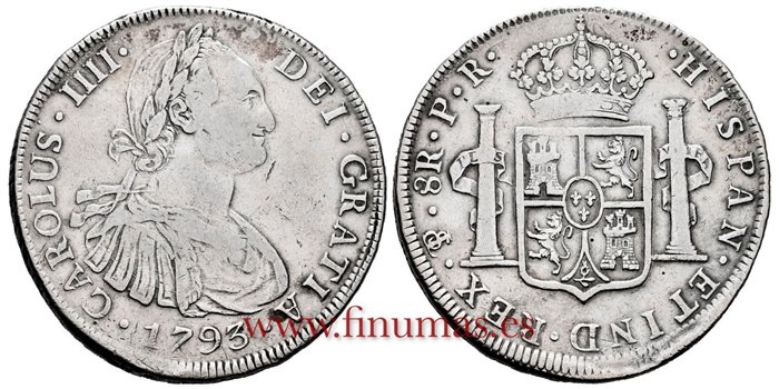 Cy13045.-CARLOS IIII - 8 Reales 1793 Potosi P.R.- MBC-
