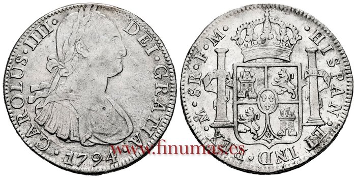 Cy13050.-CARLOS IIII - 8 Reales 1794 Mexico F.M.-MBC+