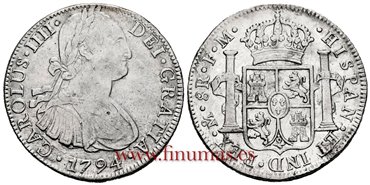 Cy13050.-CARLOS IIII - 8 Reales 1794 Mexico F.M.-MBC+