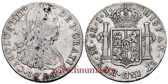 Cy13049.-CARLOS IIII - 8 Reales 1794 Lima I.J.-EBC-